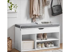 Outlet Sobuy Armário de sapatos com prateleira, banco, Banco com sapateira FSR45-HG Cinzento