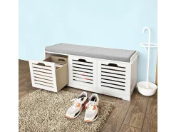 Móvel De Arrumação|Sapateira|Sobuy Armário de sapatos com prateleira, banco, Banco com sapateira FSR23-W Branco
