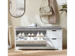 Móvel De Arrumação|Sapateira*Sobuy Armário de sapatos com prateleira, banco, Banco com sapateira FSR185-W Branco