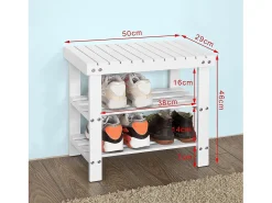 Online Sobuy Armário de sapatos com prateleira, banco, Banco com sapateira FSR02-K-W Branco