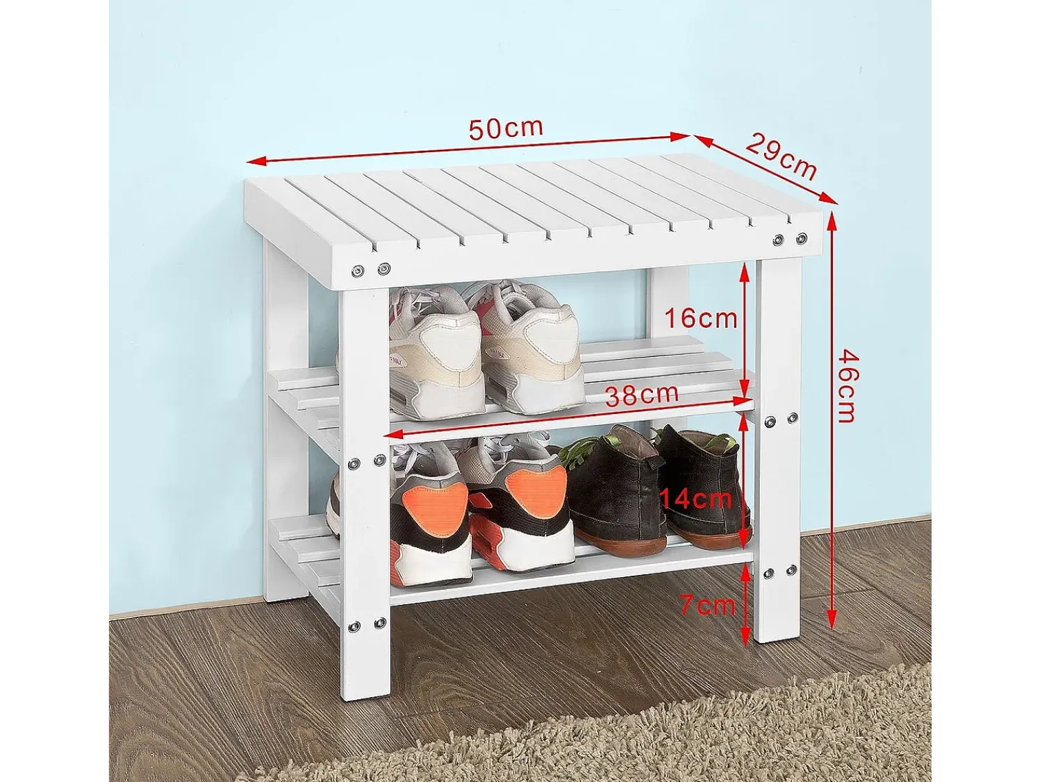 Online Sobuy Armário de sapatos com prateleira, banco, Banco com sapateira FSR02-K-W Branco