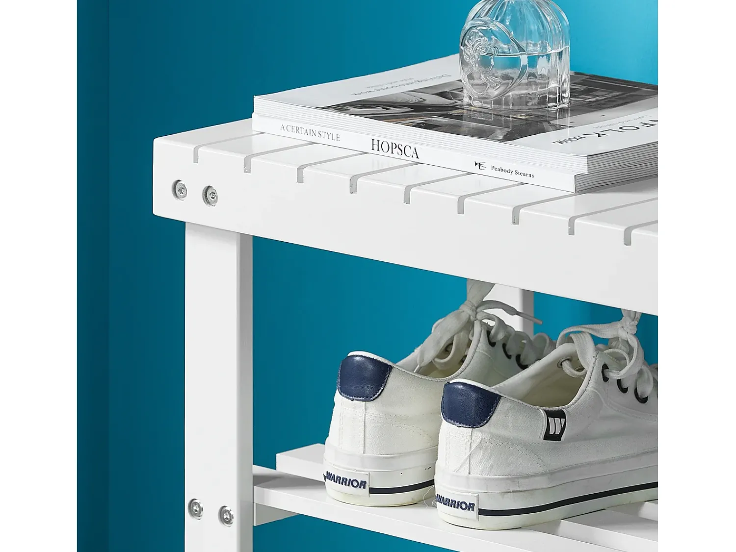 Online Sobuy Armário de sapatos com prateleira, banco, Banco com sapateira FSR02-K-W Branco