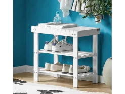 Online Sobuy Armário de sapatos com prateleira, banco, Banco com sapateira FSR02-K-W Branco