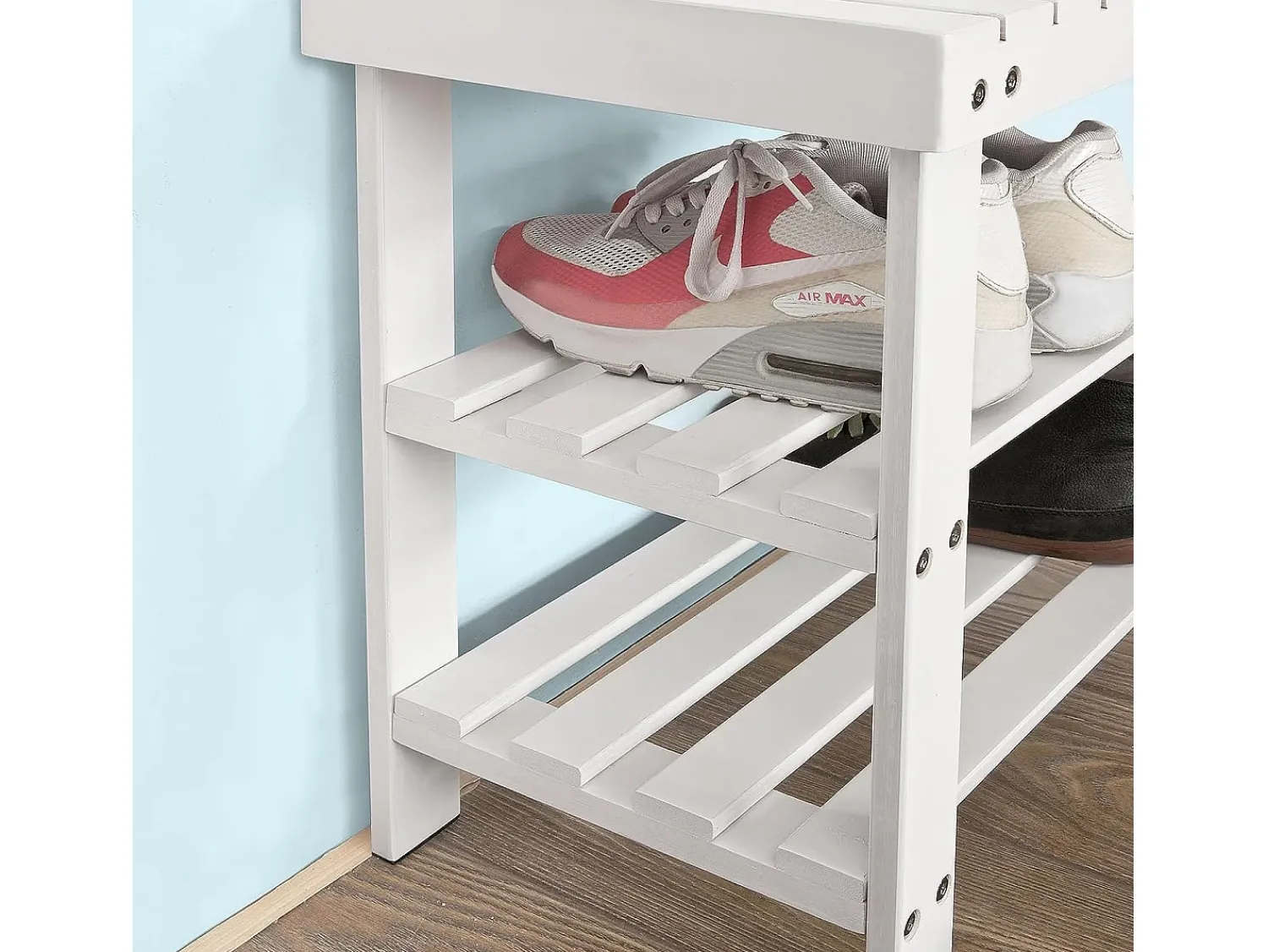 Online Sobuy Armário de sapatos com prateleira, banco, Banco com sapateira FSR02-K-W Branco