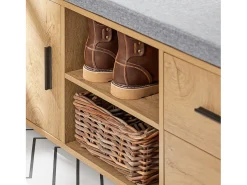 Móvel De Arrumação|Sapateira|Sobuy Armário de sapatos com prateleira, banco, Banco com sapateira FSR148-N Natural claro