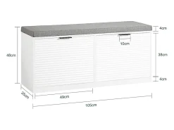 New Sobuy Armário de sapatos com prateleira, banco, Banco com sapateira FSR147-W Branco