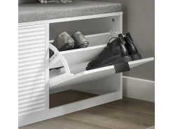 New Sobuy Armário de sapatos com prateleira, banco, Banco com sapateira FSR147-W Branco