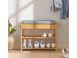 Móvel De Arrumação|Sapateira*Sobuy Armário de sapatos com prateleira, banco, Banco com sapateira FSR49-N Natural escuro