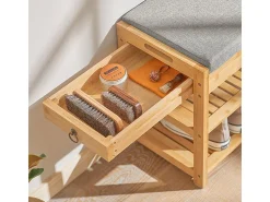 Móvel De Arrumação|Sapateira*Sobuy Armário de sapatos com prateleira, banco, Banco com sapateira FSR49-N Natural escuro