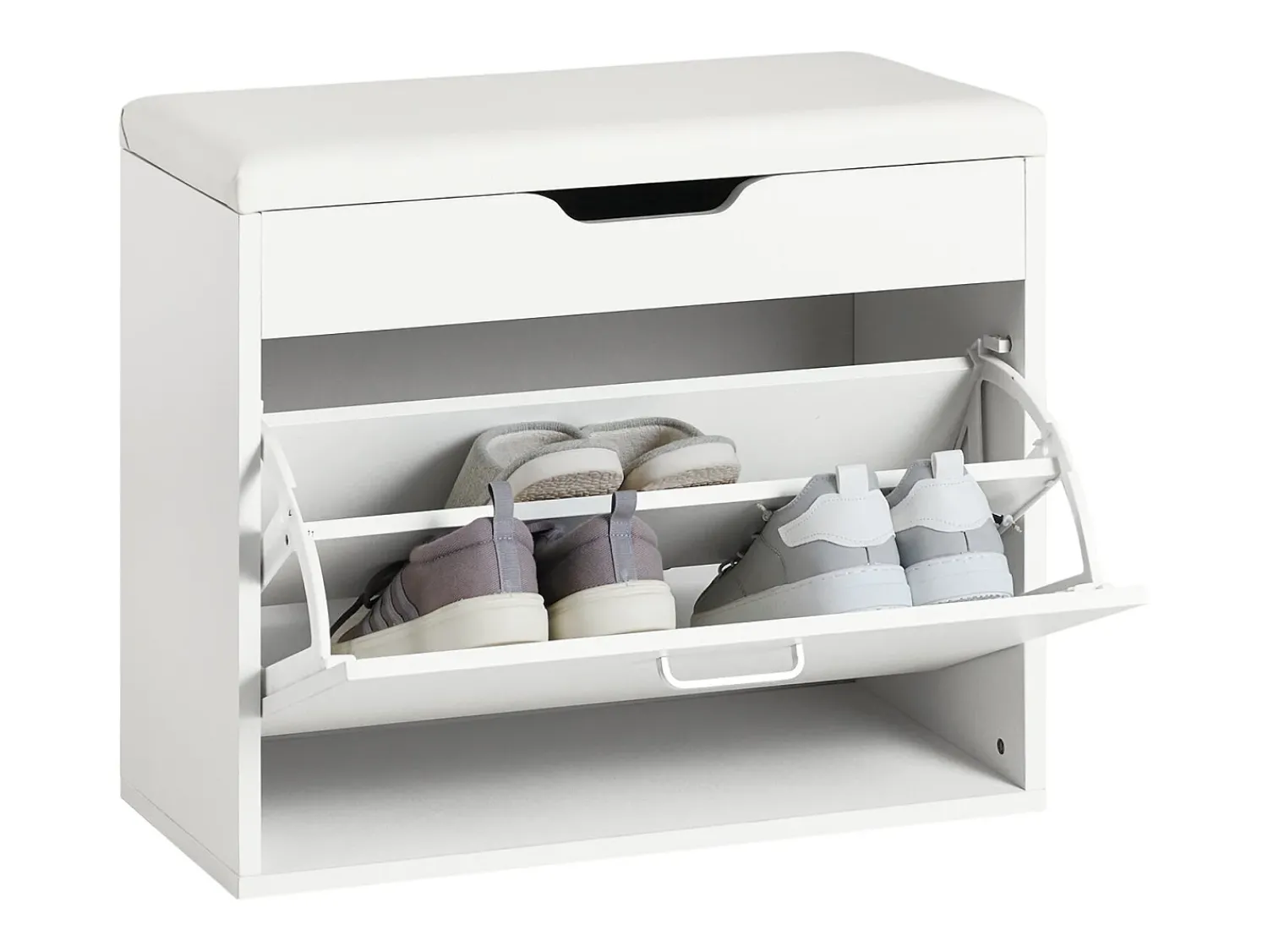 New Sobuy Armário de sapatos com prateleira, banco, Banco com sapateira FSR95-W Branco