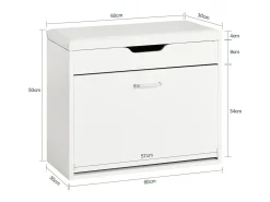 New Sobuy Armário de sapatos com prateleira, banco, Banco com sapateira FSR95-W Branco
