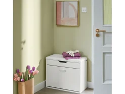 New Sobuy Armário de sapatos com prateleira, banco, Banco com sapateira FSR95-W Branco