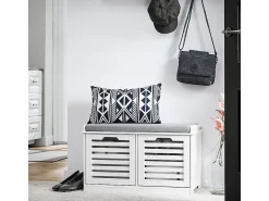 Móvel De Arrumação|Sapateira|Sobuy Armário de sapatos com prateleira, banco, Banco com sapateira FSR23-II-W Branco