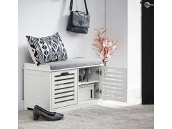 Móvel De Arrumação|Sapateira|Sobuy Armário de sapatos com prateleira, banco, Banco com sapateira FSR23-II-W Branco