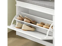 Sobuy Armário de sapatos com prateleira, banco, Banco com sapateira FSR64-W^ Móvel De Arrumação|Sapateira