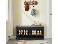 Hot Sobuy Armário de sapatos com prateleira, banco, Banco com sapateira FSR64-SCH Preto