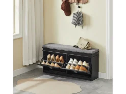 Hot Sobuy Armário de sapatos com prateleira, banco, Banco com sapateira FSR64-SCH Preto
