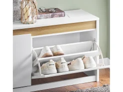 Móvel De Arrumação|Sapateira*Sobuy Armário de sapatos com prateleira, banco, Banco com sapateira FSR171-W Branco