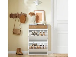 Sobuy Armário de Sapatos com 2 Portas 61x26x91cm Funcional FSR205-NW^ Móvel De Arrumação|Sapateira