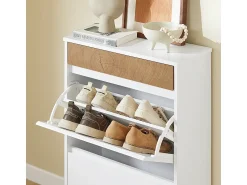 Sobuy Armário de Sapatos com 2 Portas 61x26x91cm Funcional FSR205-NW^ Móvel De Arrumação|Sapateira