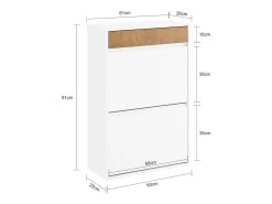 Sobuy Armário de Sapatos com 2 Portas 61x26x91cm Funcional FSR205-NW^ Móvel De Arrumação|Sapateira