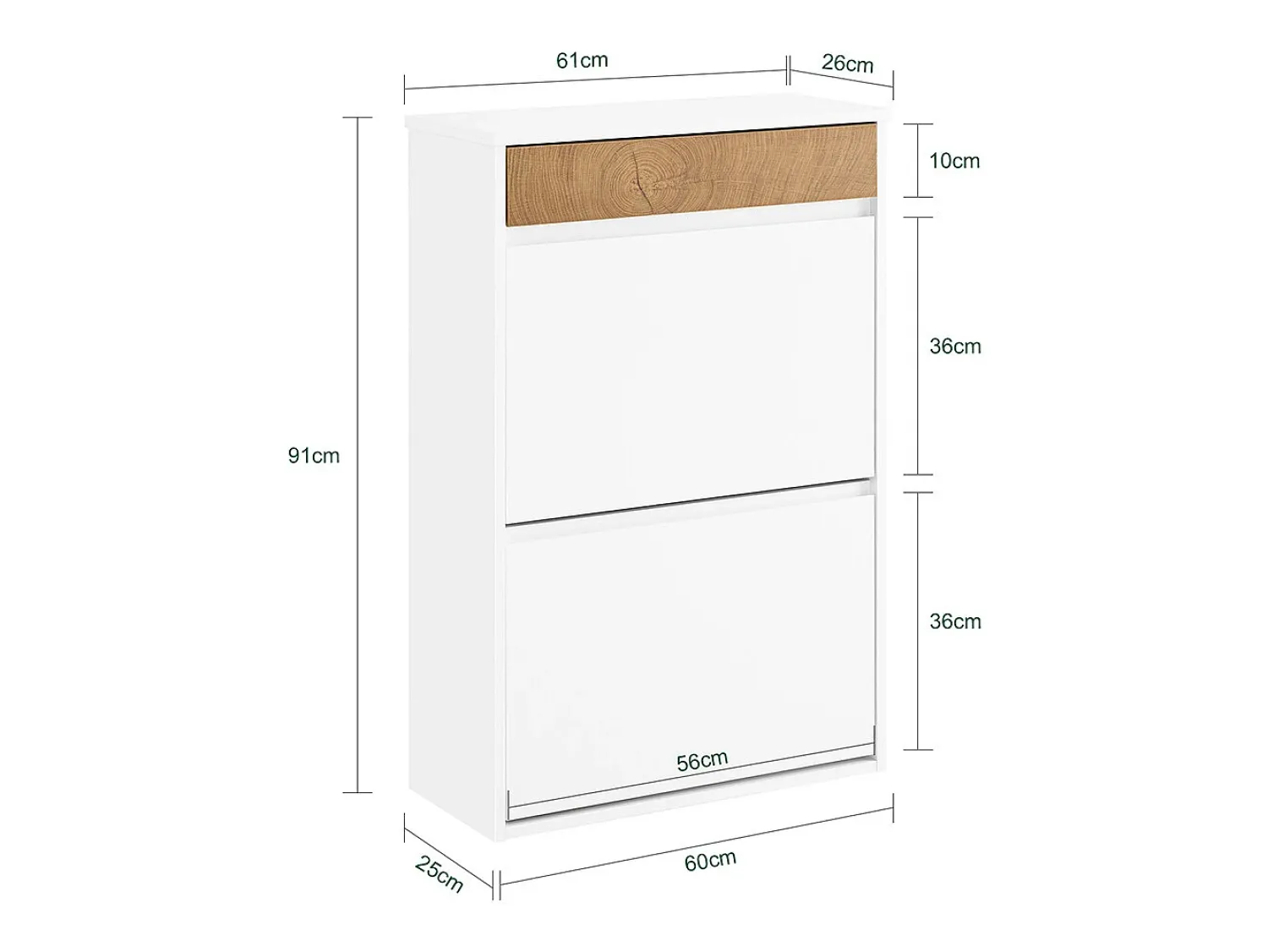 Sobuy Armário de Sapatos com 2 Portas 61x26x91cm Funcional FSR205-NW^ Móvel De Arrumação|Sapateira