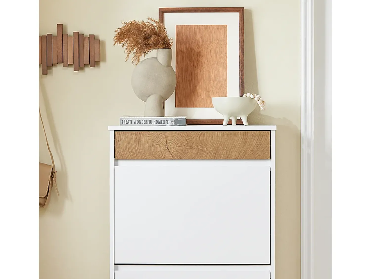 Sobuy Armário de Sapatos com 2 Portas 61x26x91cm Funcional FSR205-NW^ Móvel De Arrumação|Sapateira