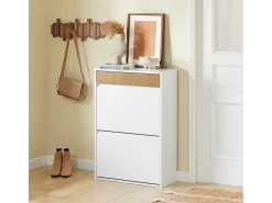 Sobuy Armário de Sapatos com 2 Portas 61x26x91cm Funcional FSR205-NW^ Móvel De Arrumação|Sapateira