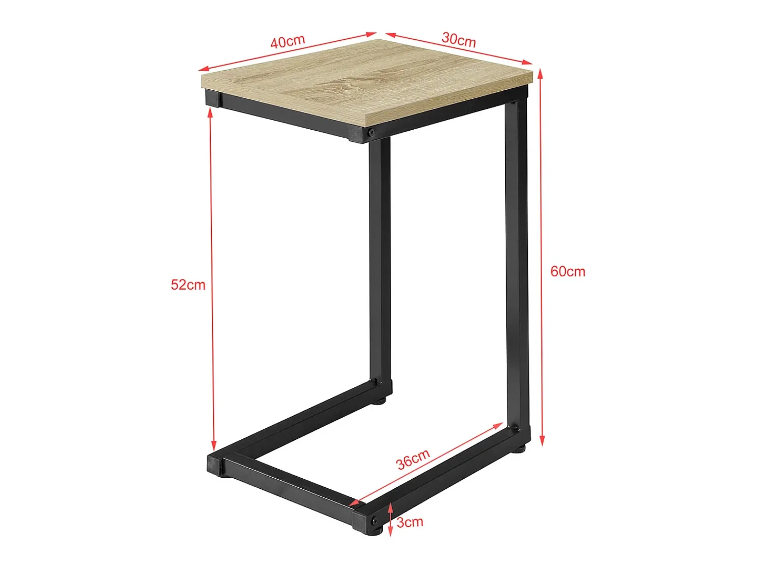 Outlet Sobuy borda de apoio, mesa auxiliar, Mesa auxiliar de sofá FBT44-N Natural claro