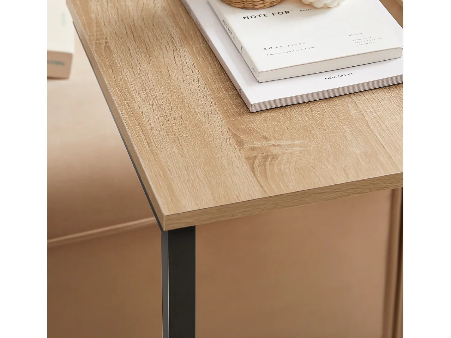 Outlet Sobuy borda de apoio, mesa auxiliar, Mesa auxiliar de sofá FBT44-N Natural claro
