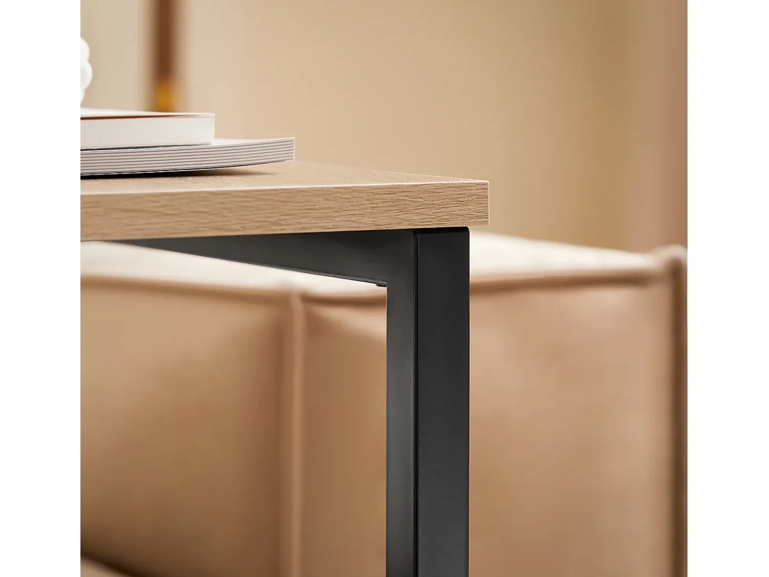 Outlet Sobuy borda de apoio, mesa auxiliar, Mesa auxiliar de sofá FBT44-N Natural claro