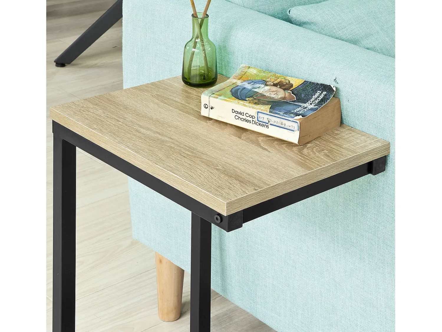 Outlet Sobuy borda de apoio, mesa auxiliar, Mesa auxiliar de sofá FBT44-N Natural claro