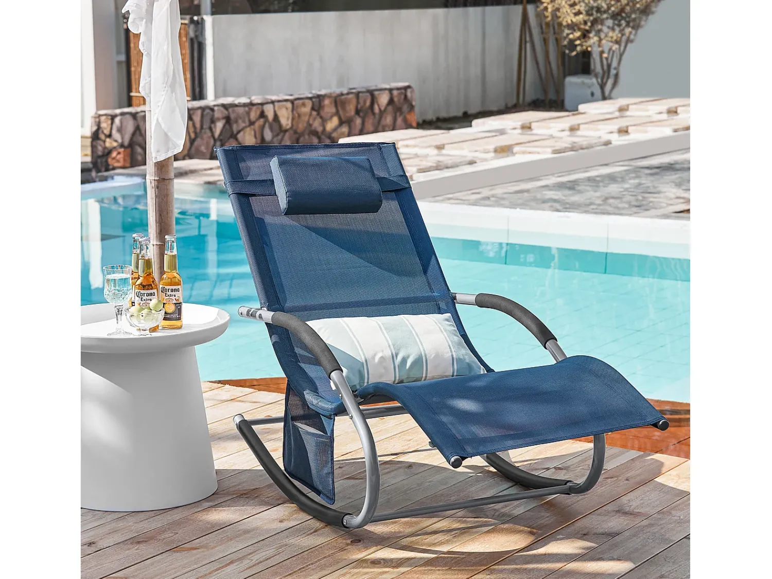 Discount Sobuy cadeira de balanço, cadeira de jardim, cadeira de jardim exterior OGS28-NB Azul escuro