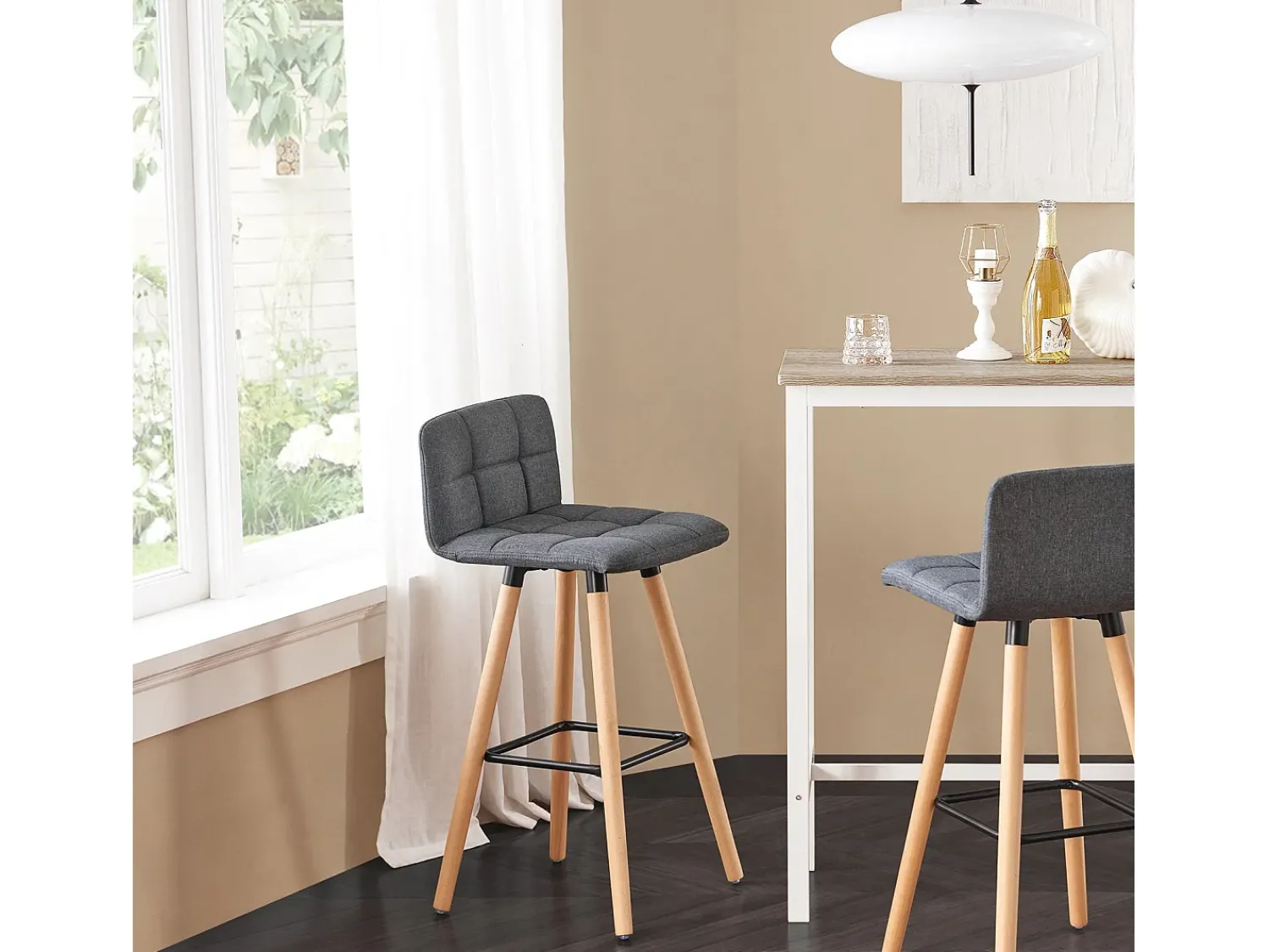 Sobuy cadeira dobrável, cadeira dobrável confortável, cadeira dobrável de madeira FST50-DGx2 Cinzento
