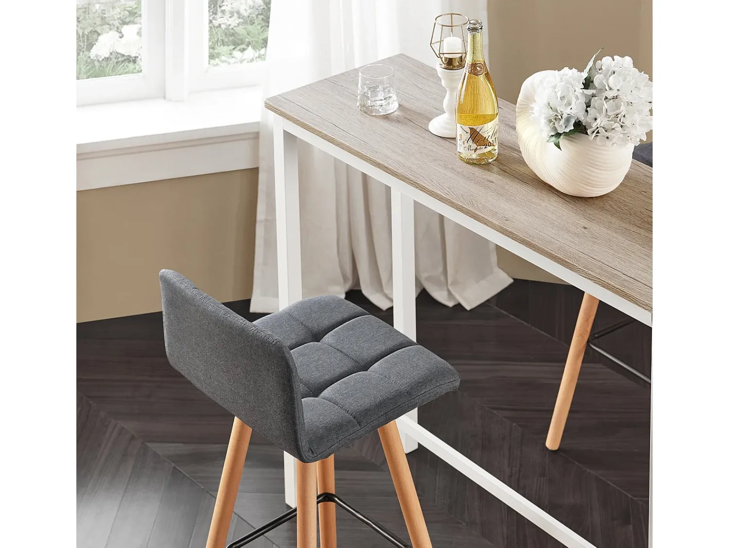 Sobuy cadeira dobrável, cadeira dobrável confortável, cadeira dobrável de madeira FST50-DGx2 Cinzento