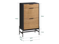 Sobuy Cómoda para hall de entrada com 1 gaveta e 2 abas para entrada, corredor e sala de estar 64x40x115 cm HFSR03-SCH^ Móvel De Arrumação|Sapateira