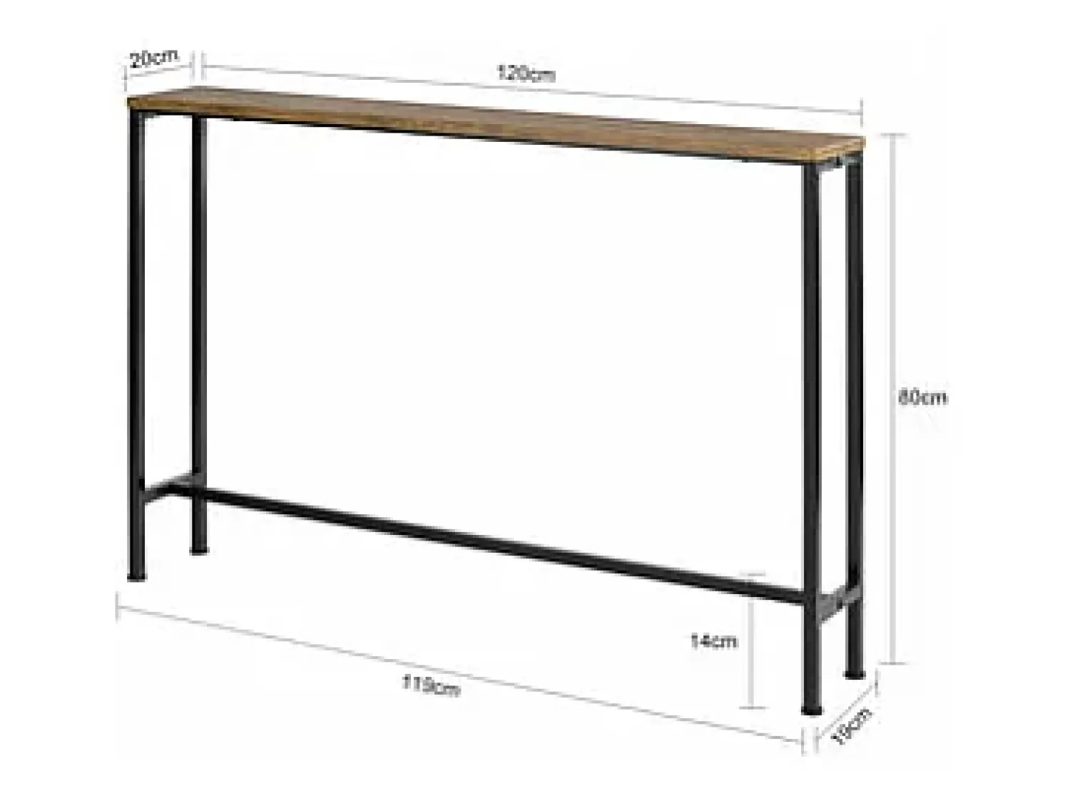 Consola*Sobuy Complexo de console, consola, Consola de entrada FSB19-XL-N Natural escuro