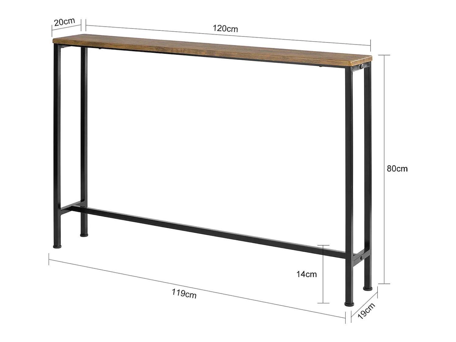 Consola*Sobuy Complexo de console, consola, Consola de entrada FSB19-XL-N Natural escuro