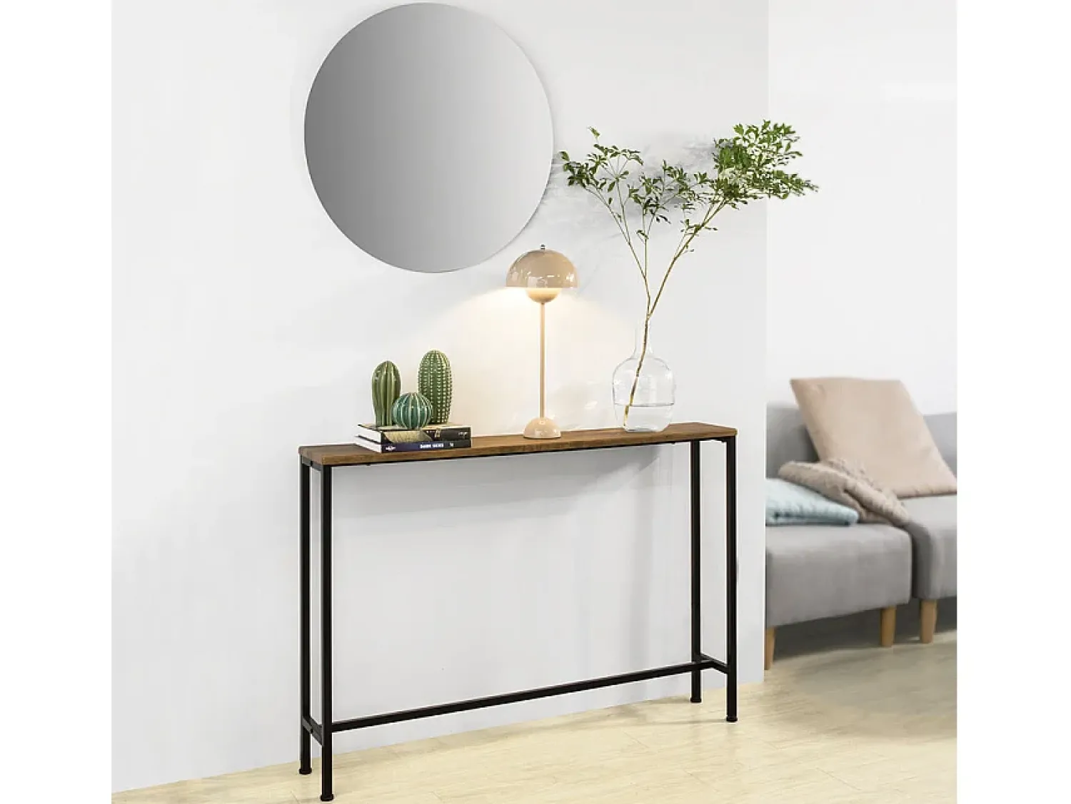 Consola*Sobuy Complexo de console, consola, Consola de entrada FSB19-XL-N Natural escuro