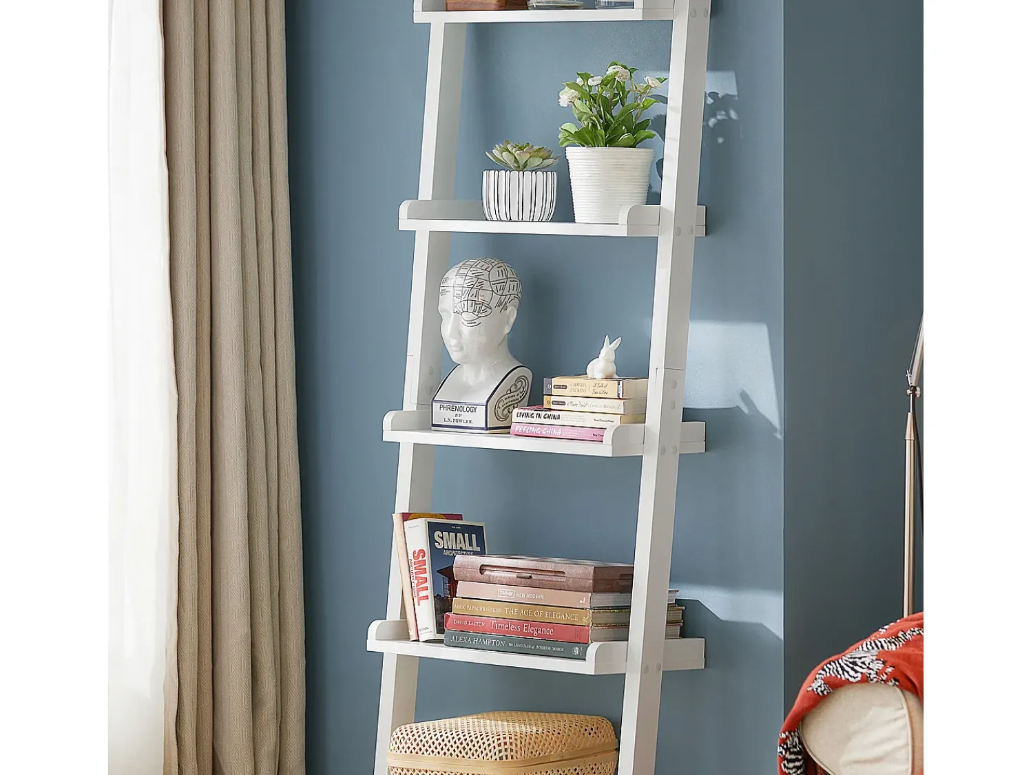 New Sobuy escada de madeira, escada decorativa, escritório FRG17-W Branco