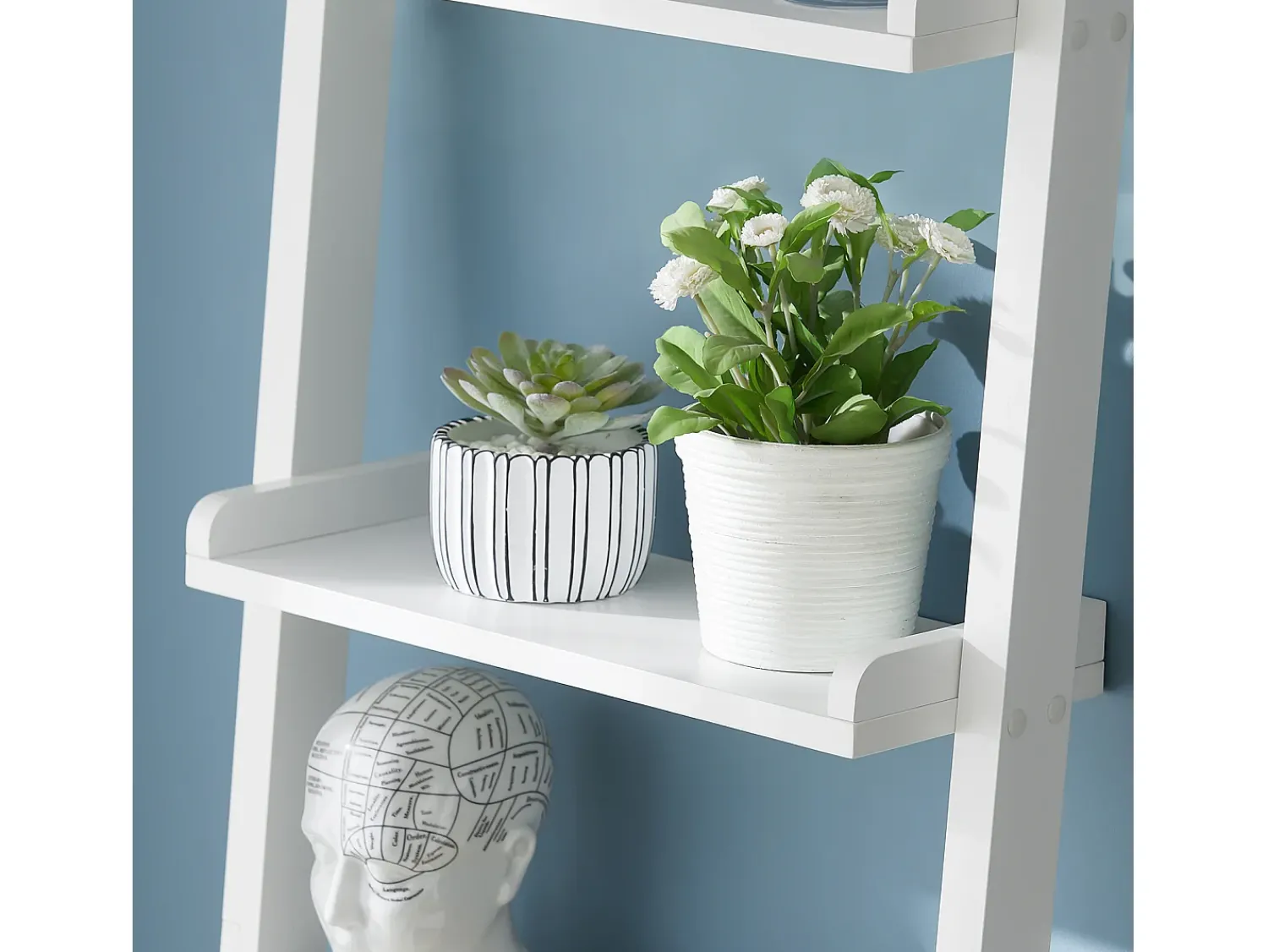 New Sobuy escada de madeira, escada decorativa, escritório FRG17-W Branco