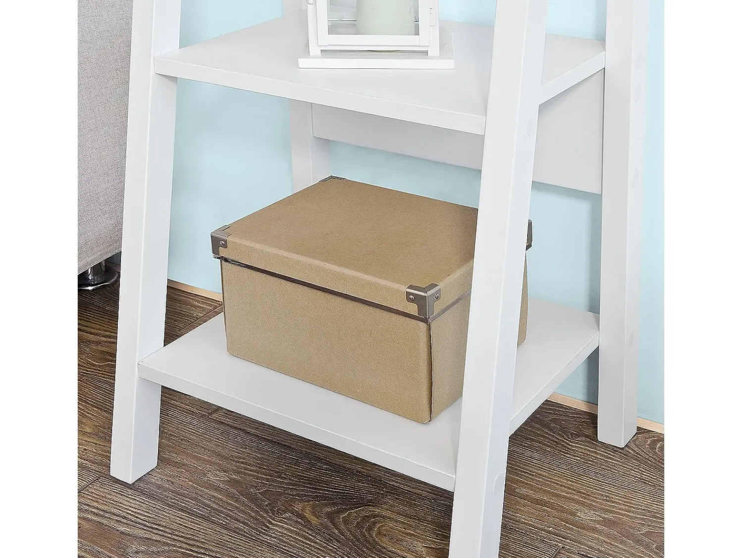 Sobuy escada de madeira, escada decorativa, escritório FRG101-W^ Prateleira