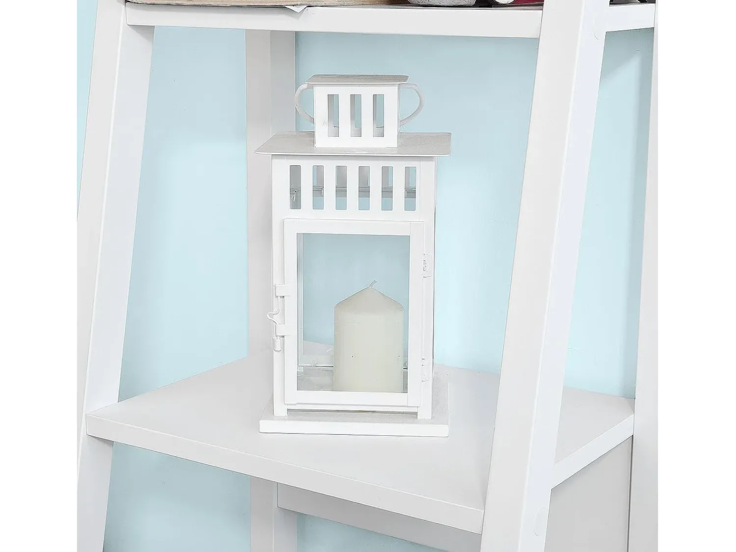 Sobuy escada de madeira, escada decorativa, escritório FRG101-W^ Prateleira