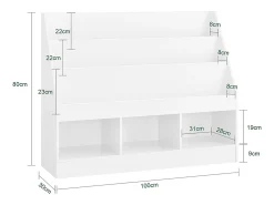 Sobuy Estante Infantil de Livros com 3 Prateleiras 100x29.8x80cm Minimalista KMB118-W^ Biblioteca
