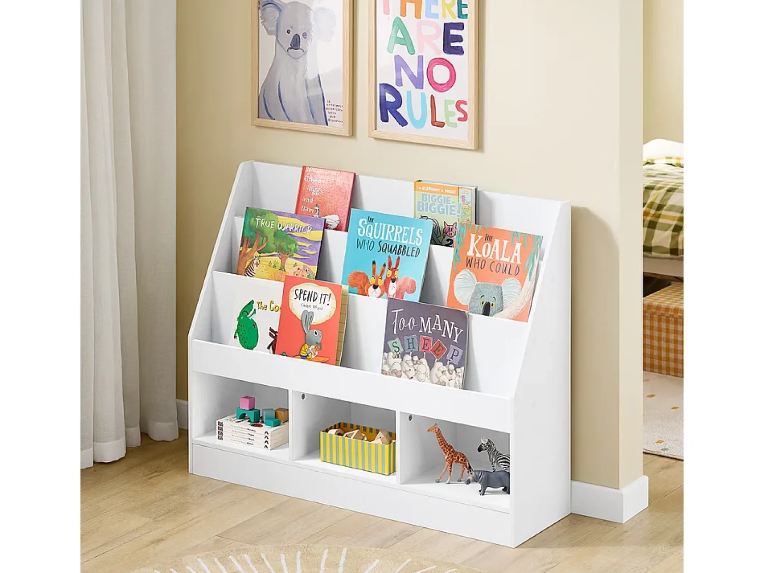 Sobuy Estante Infantil de Livros com 3 Prateleiras 100x29.8x80cm Minimalista KMB118-W^ Biblioteca