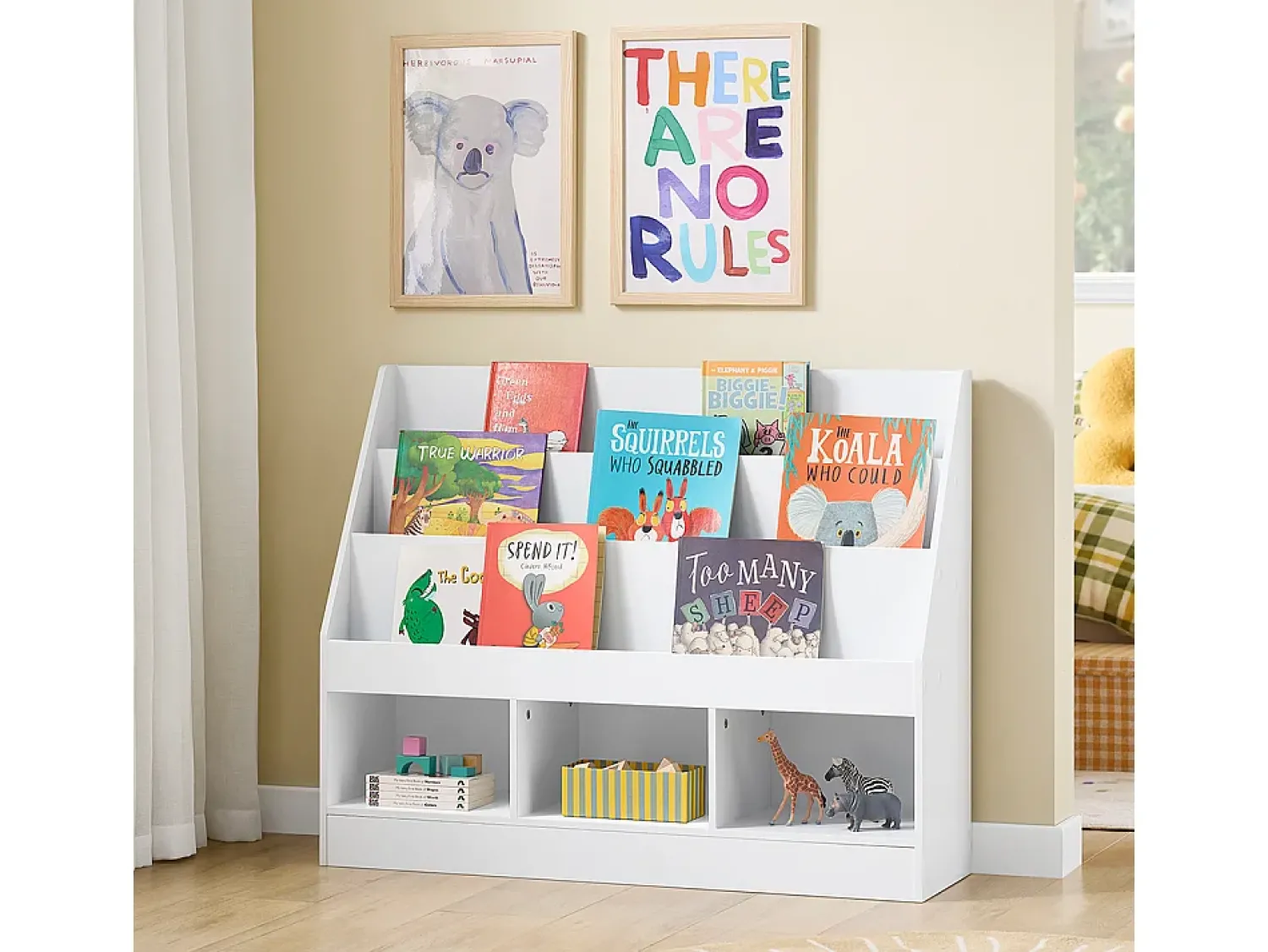 Sobuy Estante Infantil de Livros com 3 Prateleiras 100x29.8x80cm Minimalista KMB118-W^ Biblioteca