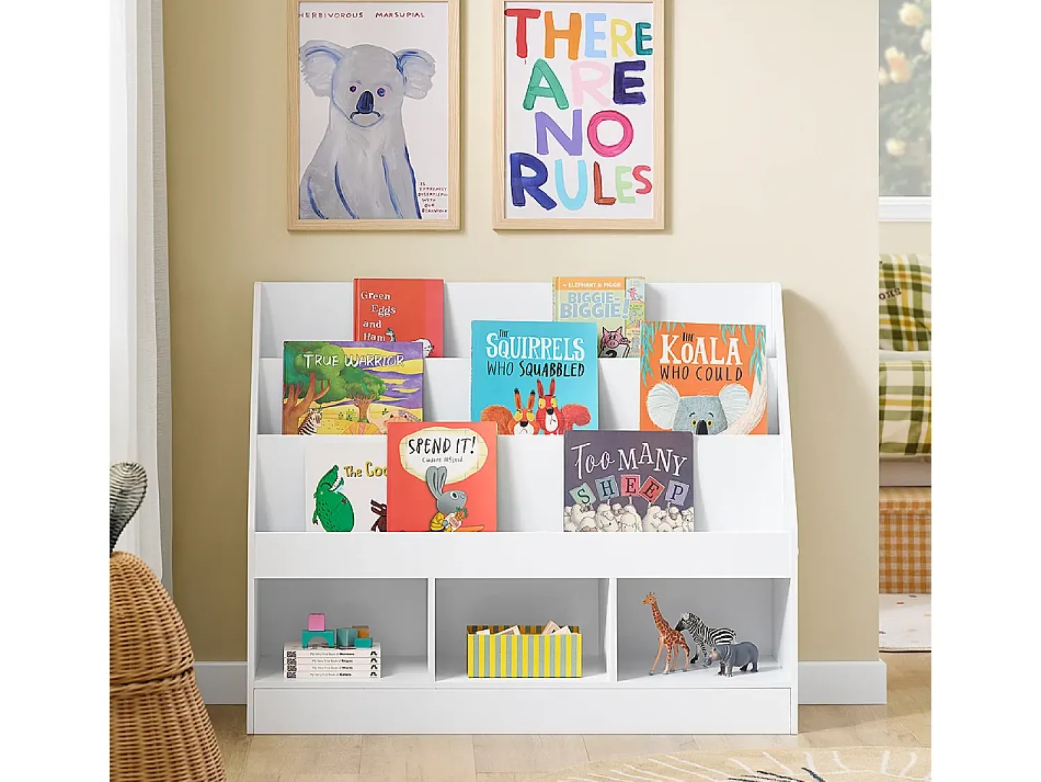 Sobuy Estante Infantil de Livros com 3 Prateleiras 100x29.8x80cm Minimalista KMB118-W^ Biblioteca