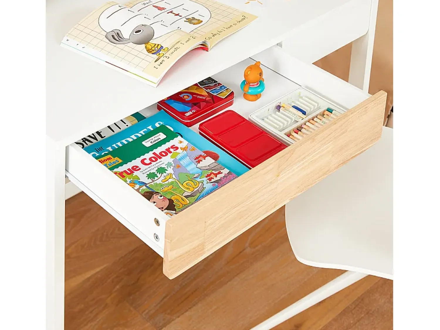 Online Sobuy , último andar da biblioteca, tronco de brinquedo infantil, Prateleiras de parede para quarto infantil, FWT106-W Branco