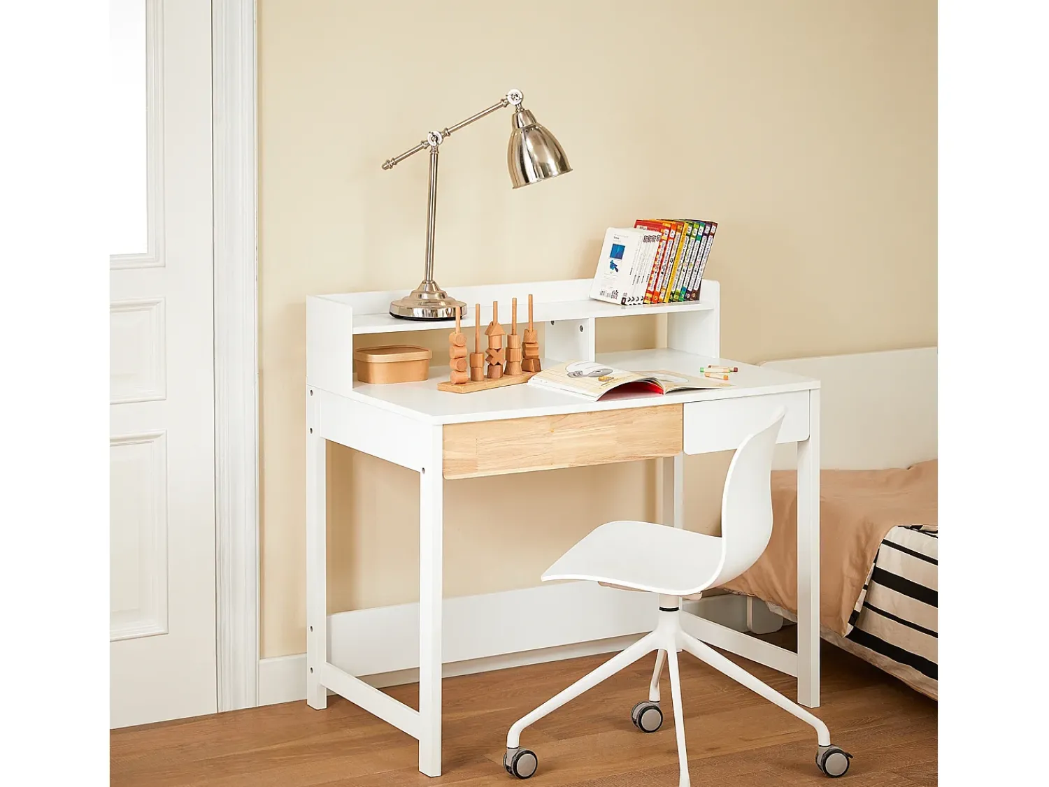Online Sobuy , último andar da biblioteca, tronco de brinquedo infantil, Prateleiras de parede para quarto infantil, FWT106-W Branco