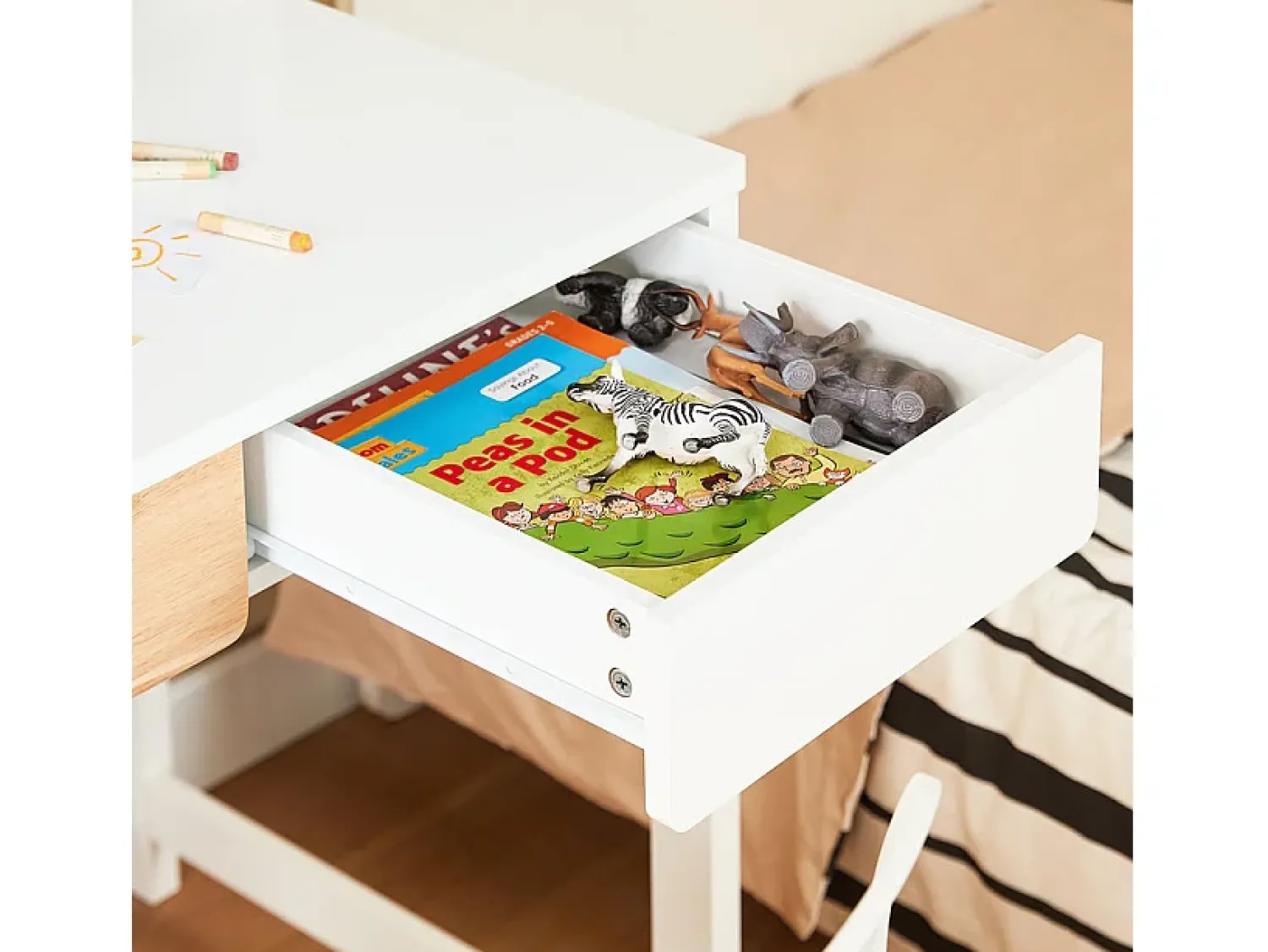 Online Sobuy , último andar da biblioteca, tronco de brinquedo infantil, Prateleiras de parede para quarto infantil, FWT106-W Branco